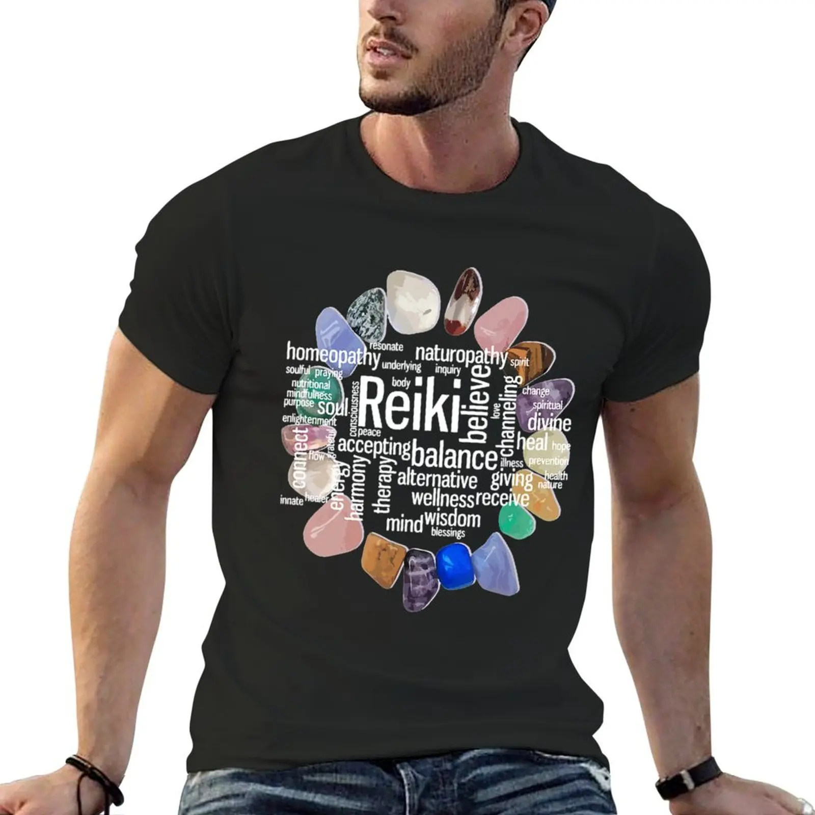 Reiki Terms Wordcloud Crystal Energy Stone Trending T-Shirt man t shirt heavyweights cute tops men t shirt