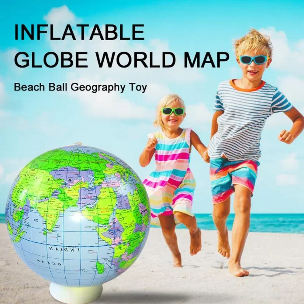 1PCS Early Education Earth PVC Inflatable Beach Ball English Version Earth Inflatable Balloon Racing Ball Inflatable Balloon Map