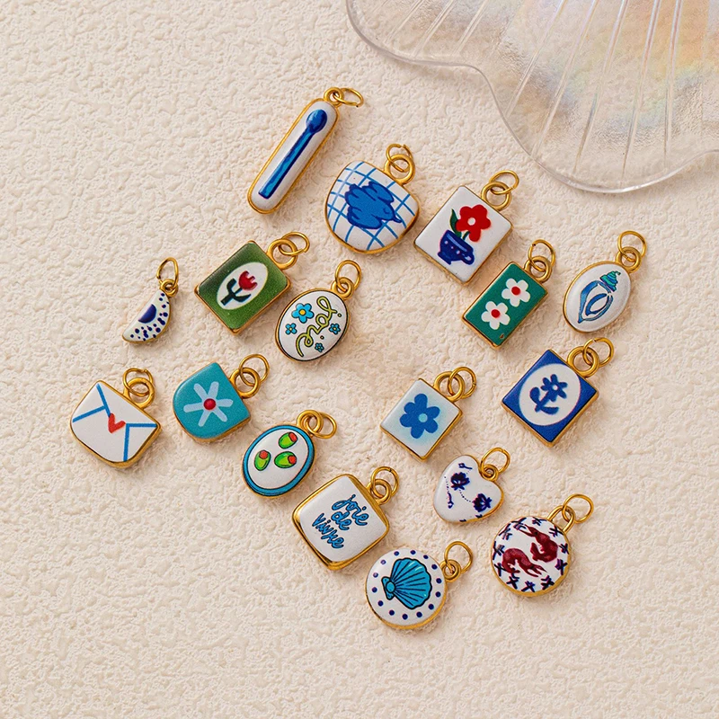 

10 шт./лот DIY смешанные ювелирные аксессуары из нержавеющей стали в виде ракушки, кулон с буквами «ласточка» для подвесок, браслет для телефона