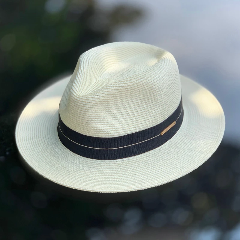 Kapelusz słomkowy Panama koszulka uniseks kapelusz kapelusz Fedora duża główka wielkości parasol regulowany elegancki dżentelmen uniwersalny styl