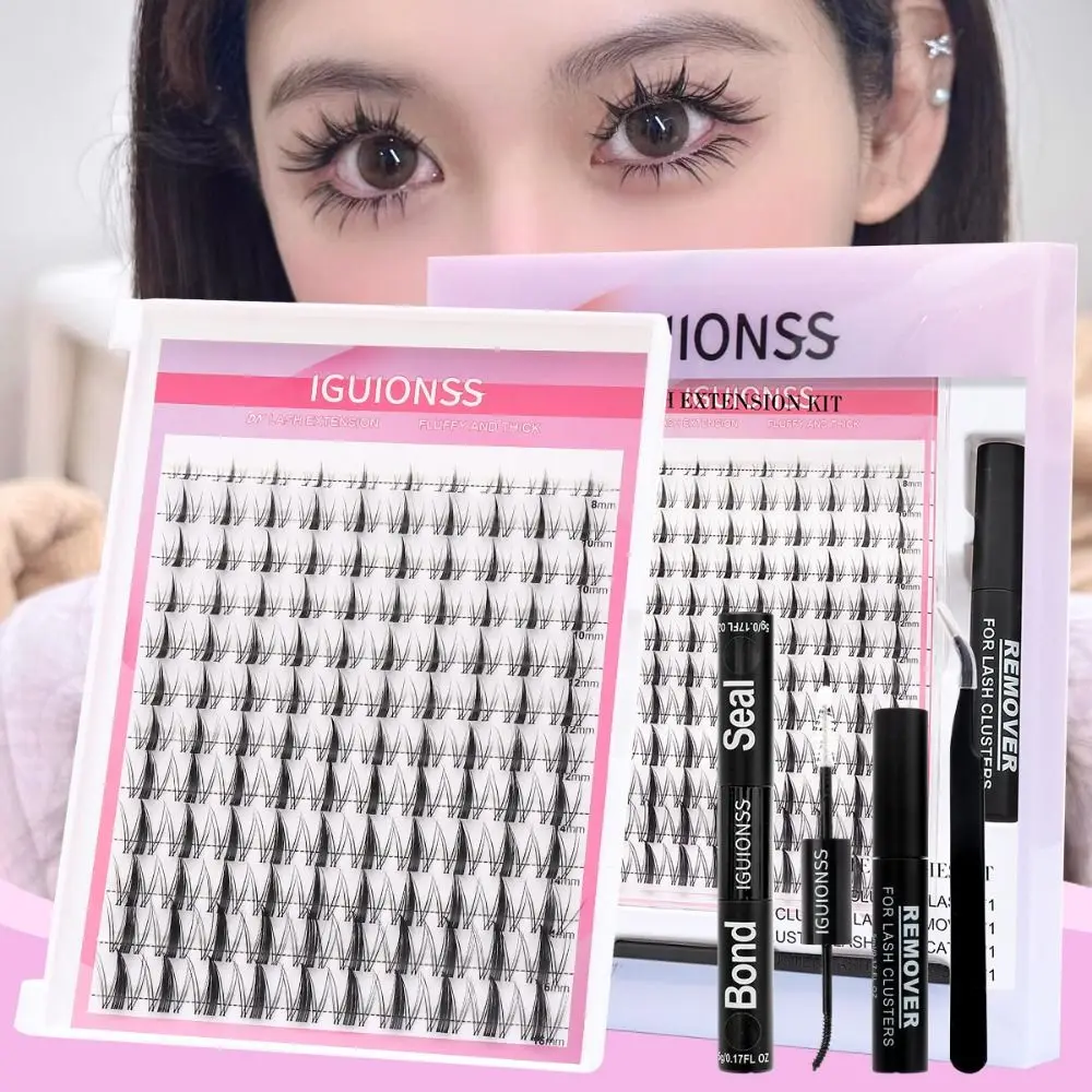 120PCS Natural Look Individual Lashes Kit Wispy Self Application DIY at Home Manga Lash Clusters Eyelash Extensions Complete Kit