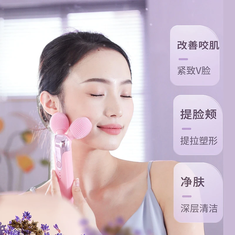 Rechargeable Waterproof Lifting and Firming Facial Beauty Device Vibrating Facial Massager Electric RollerVFacial beauty equipme