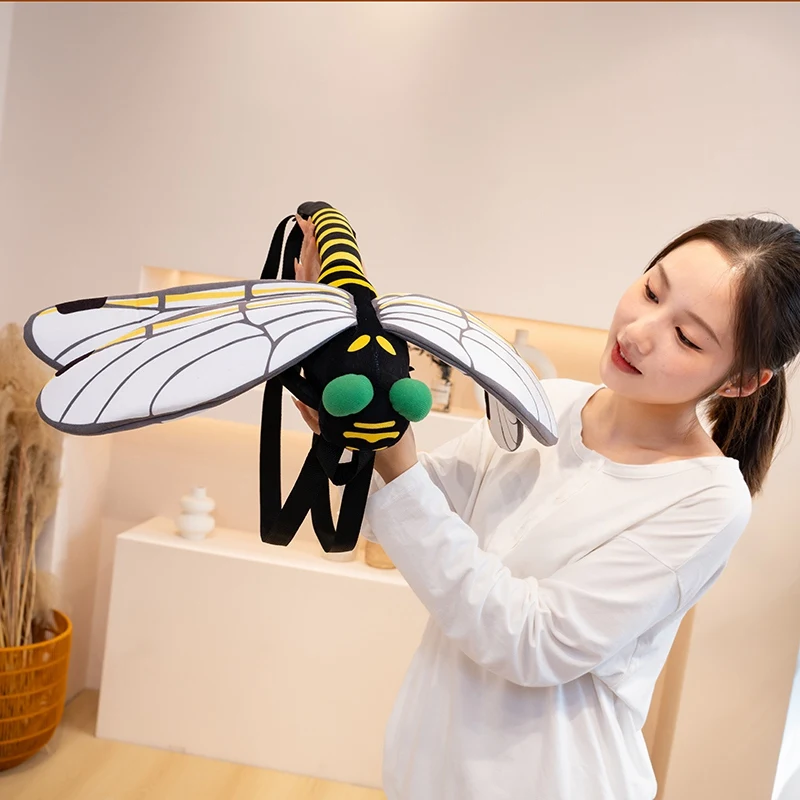 1pc Reallike Mantis& Dragonfly Plush Backpack Toys Simulation Animal Insect Doll Decorative Shoulder Bag Birthday Christmas Gift