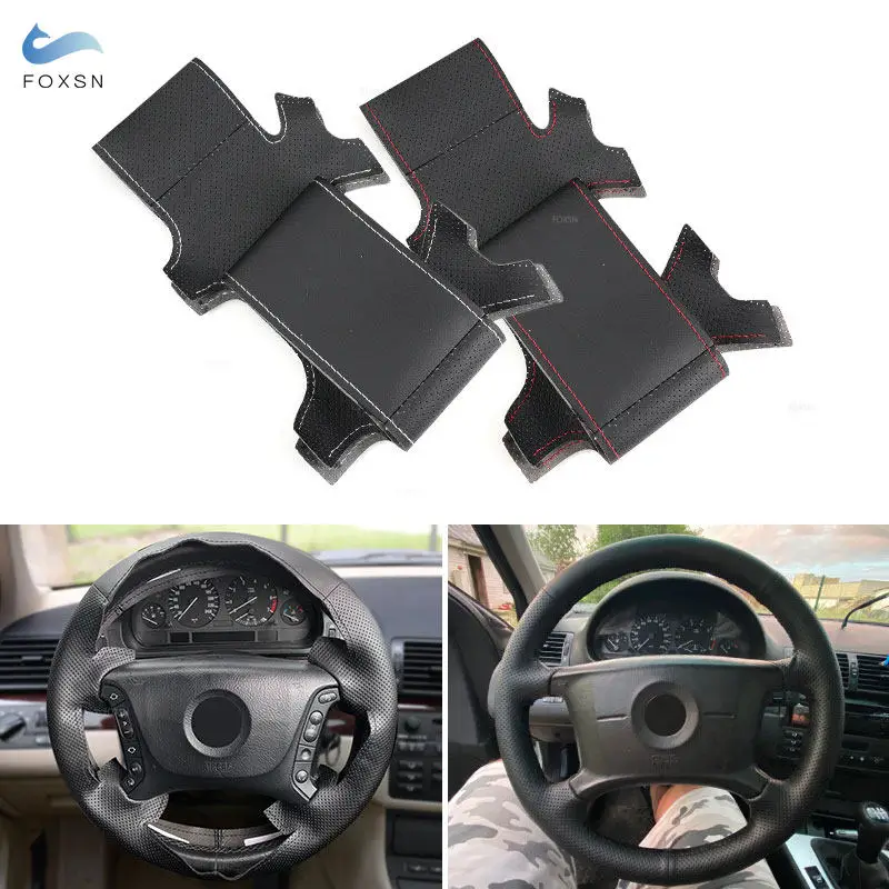 For BMW 3 5 Series E36 E46 E39 X3 E83 X5 E53 Hand-stitched Car Steering Wheel Leather Cover Trim Interior Accessories