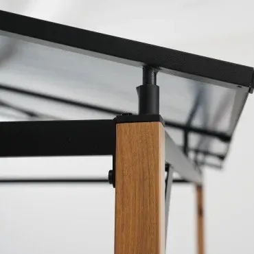 Instalasi barbekyu rumah di taman, tenda kecil, oven luar ruangan, kanopi pelindung matahari dan hujan, besi tempa