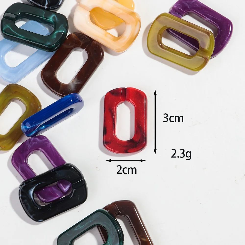 20pcs 20x30mm Mixed Color Acrylic Square Ring Link Chain Beads for Bracelet Necklace Making DIY Jewelry Accessories Wholesale