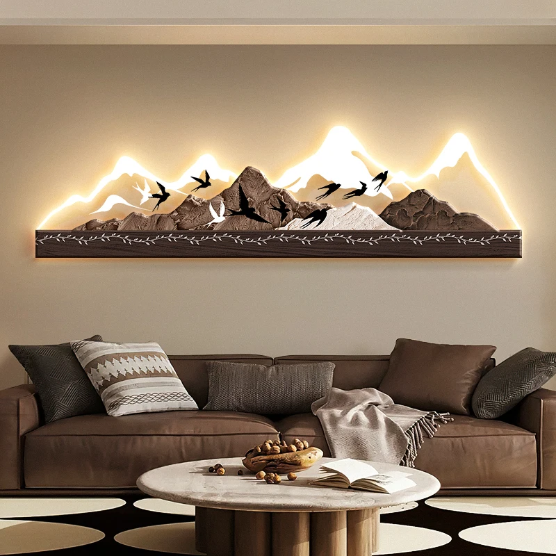 

Retro-style living room LED wall lamps, abstract Chinese-style luminous wall decorations, background wall paintings with lights,