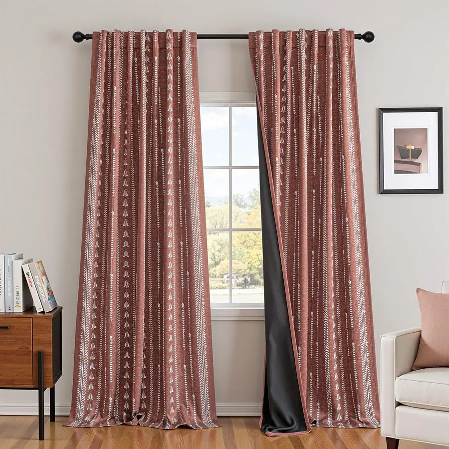 

Boho Terracotta 95 Blackout Curtains 84 Inch Long Burnt Orange Rust Fall Pattern Room Darkening Thermal Insulated Drapes for Bed