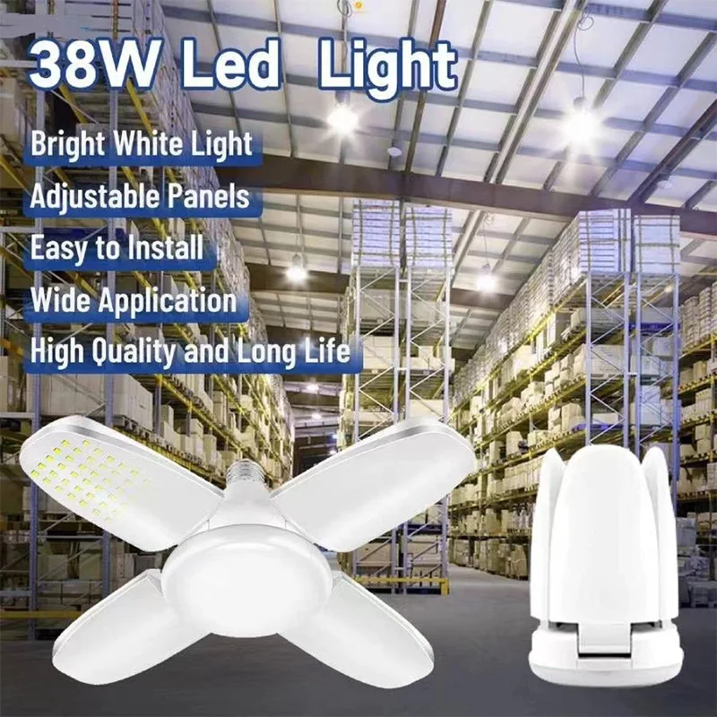 

LED Ceiling Light Bright Industrial Lighting Deformable Foldable 85-265V E26/27 Lamp Home Fan Blade Bulb For Garage Warehouse