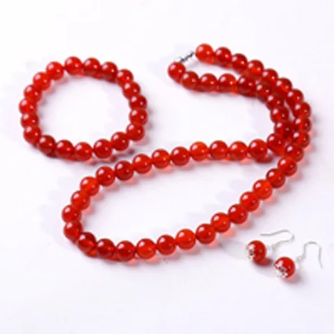

Agate ice chalcedony bracelet necklace pendant three-piece set collarbone chain women's versatile