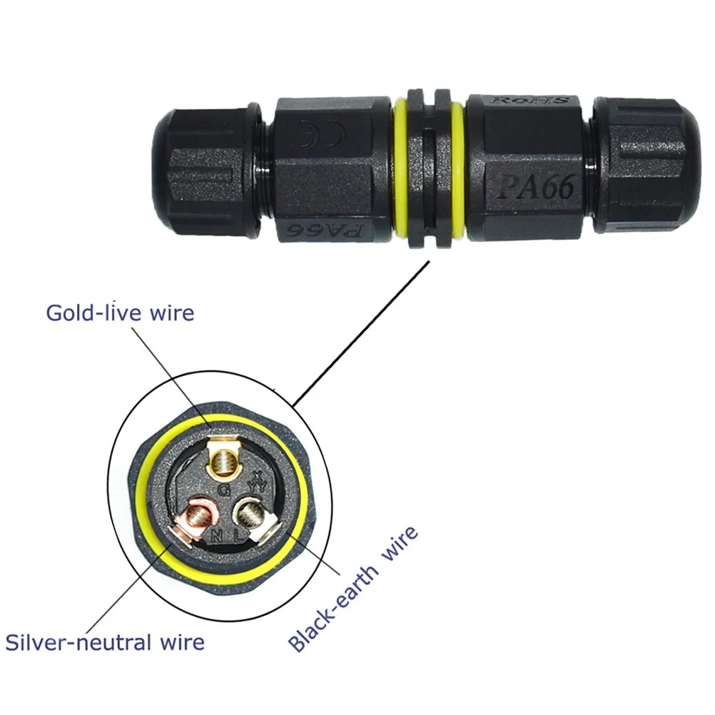 IP68 Waterproof 3-Pin 2-Way Terminal Connector for LED Outdoor Garden Farm Tunnel Fountain Underwater Lighting