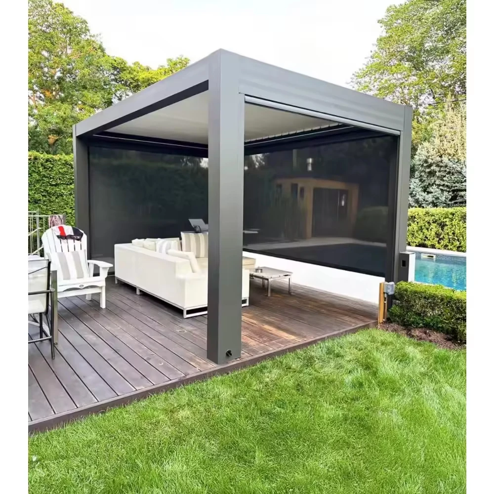 OneAlu  High-End Aluminum Electric Roof Gazebo - Powder-Coated for Outdoor Garden Decor, Natural Resort & Backyard