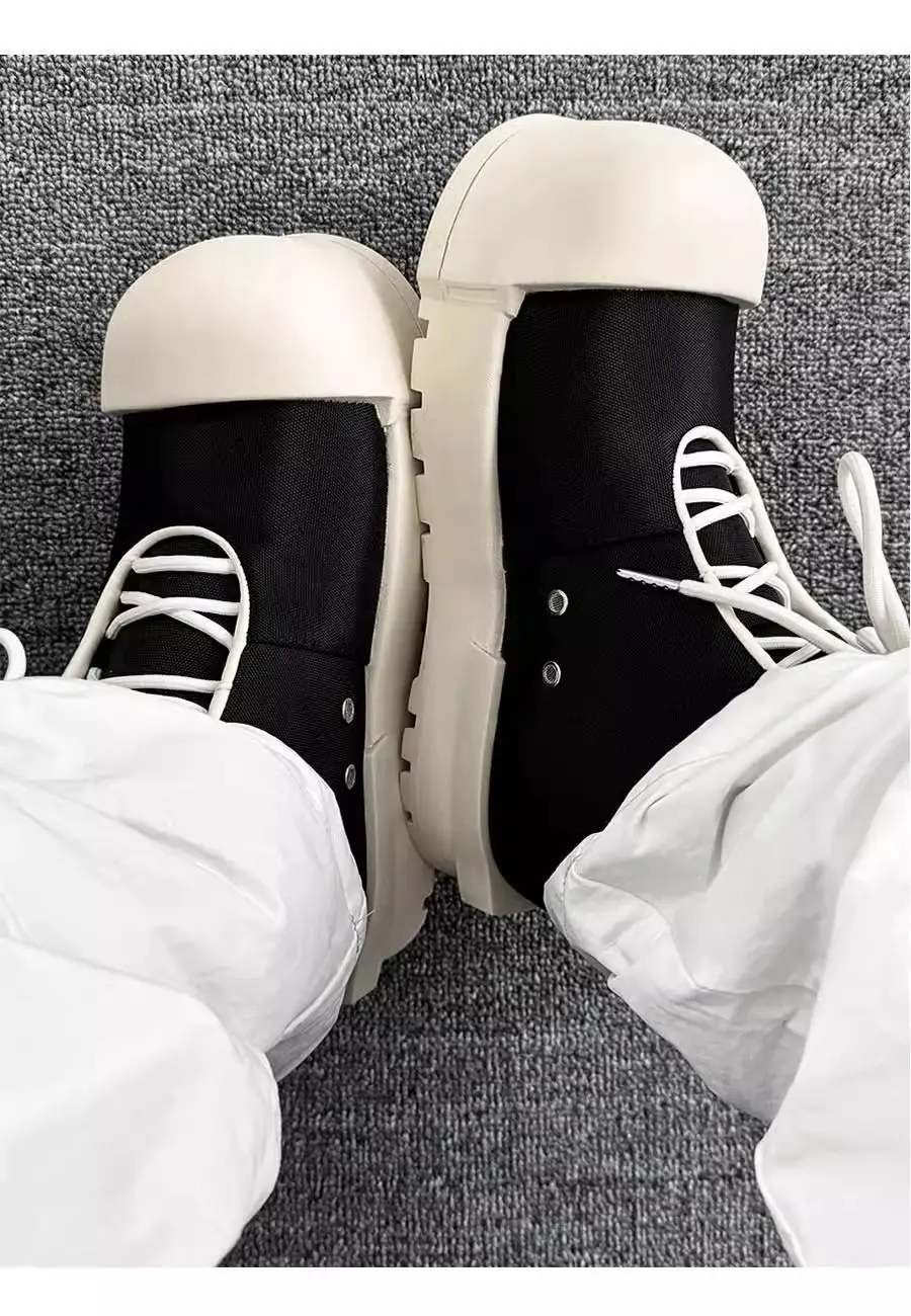 Niche Couple Bread Trendy Big Head Sneakers Men's Women's Platform Heightening Boots High Street Style Board Shoes High-top