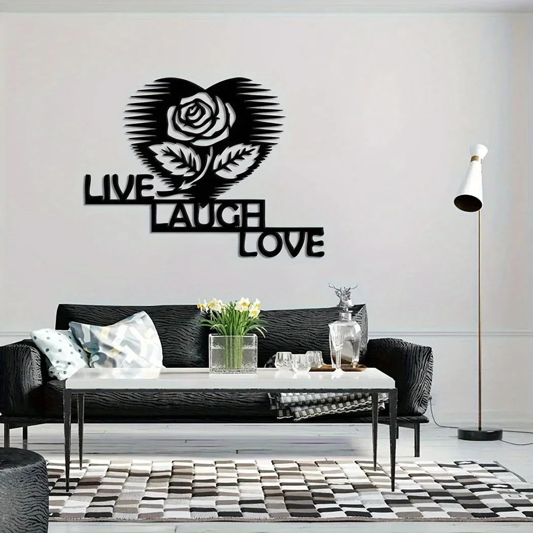 CIFBUY Metal Wall Art Live Laugh Love Iron Sculpture Hanging Sign Outdoor Garden Yard Decor Home Ornament Gift Rustic Style