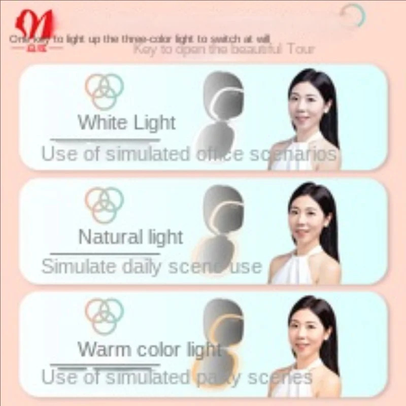 Espelho de maquiagem de bolso recarregável dupla face 3x ampliação led luz de vaidade com steplessdimming portátil dobrando espelho cosmético