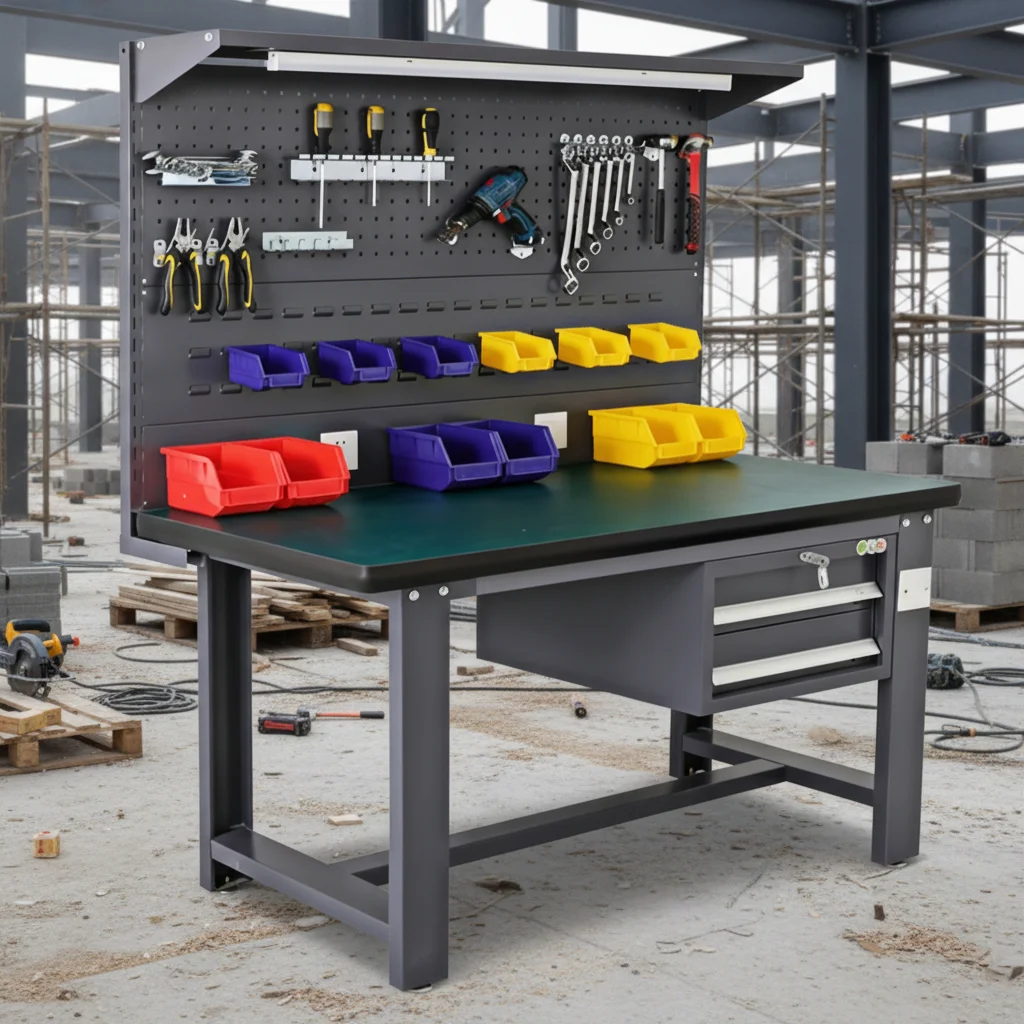 

High Quality Wear-resistant Material Metal Steel 2 Drawers Heavy Duty Modern Style Workbench OEM/ OBM Customizable 300kg Load