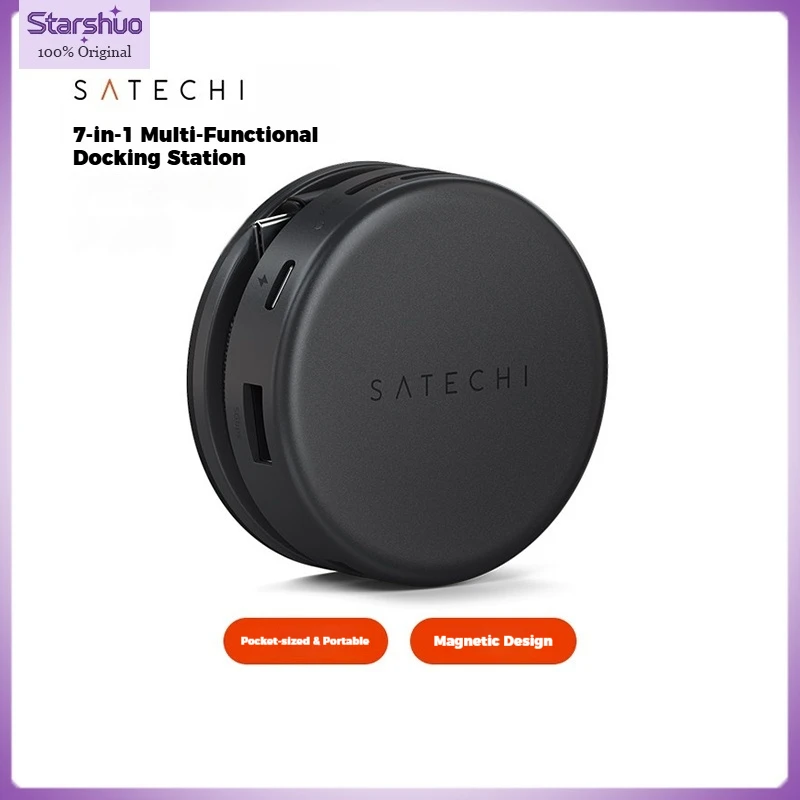 Satechi 7-in-1 Magnetic Docking Station Hub Splitter for iPad and iPhone Compatible with MacBook Pro/Air Type-C Port