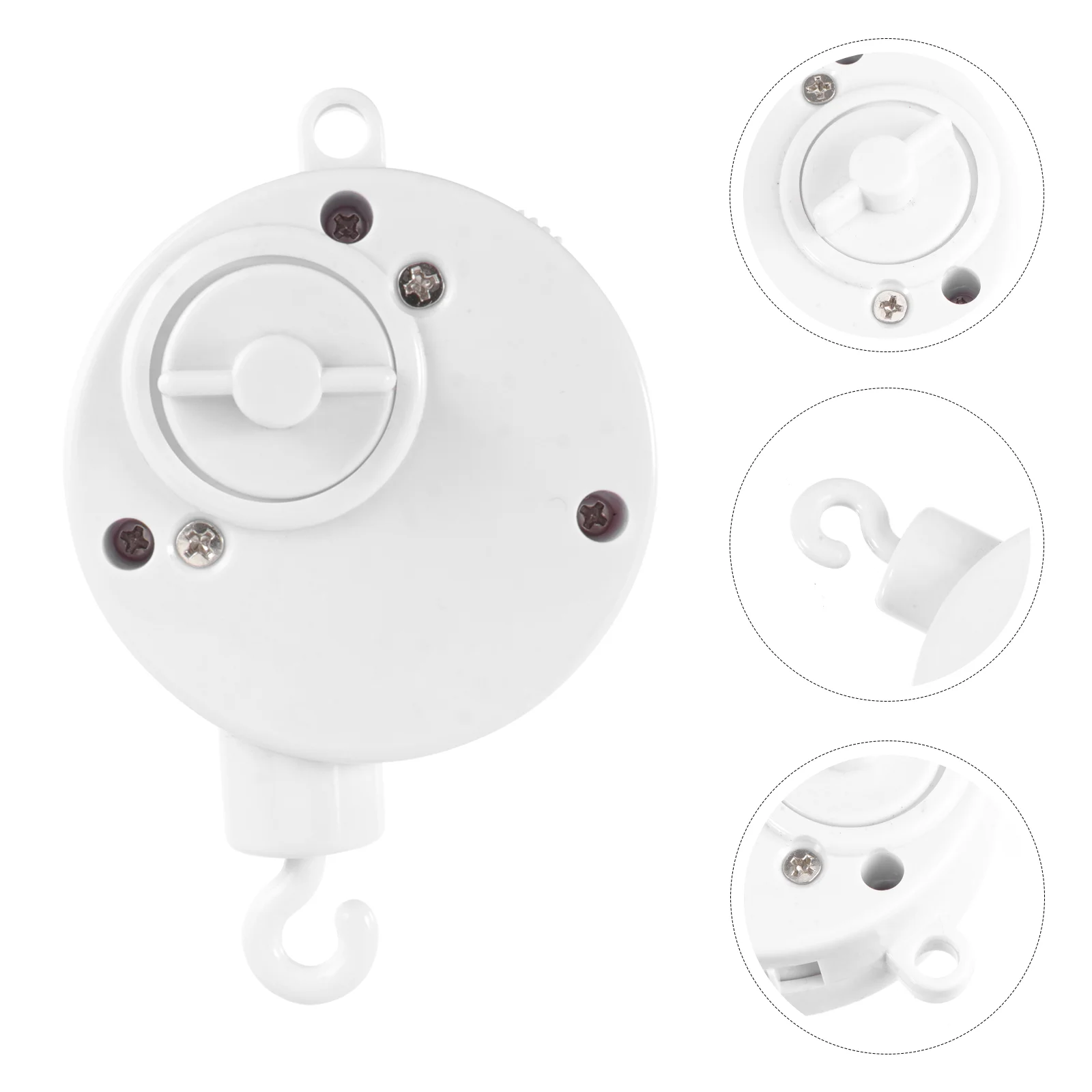 1pc Baby Mobile Crib Bed Toy Plunger Hook Winding Music Box Movement Bell Nursery Music Box(White)