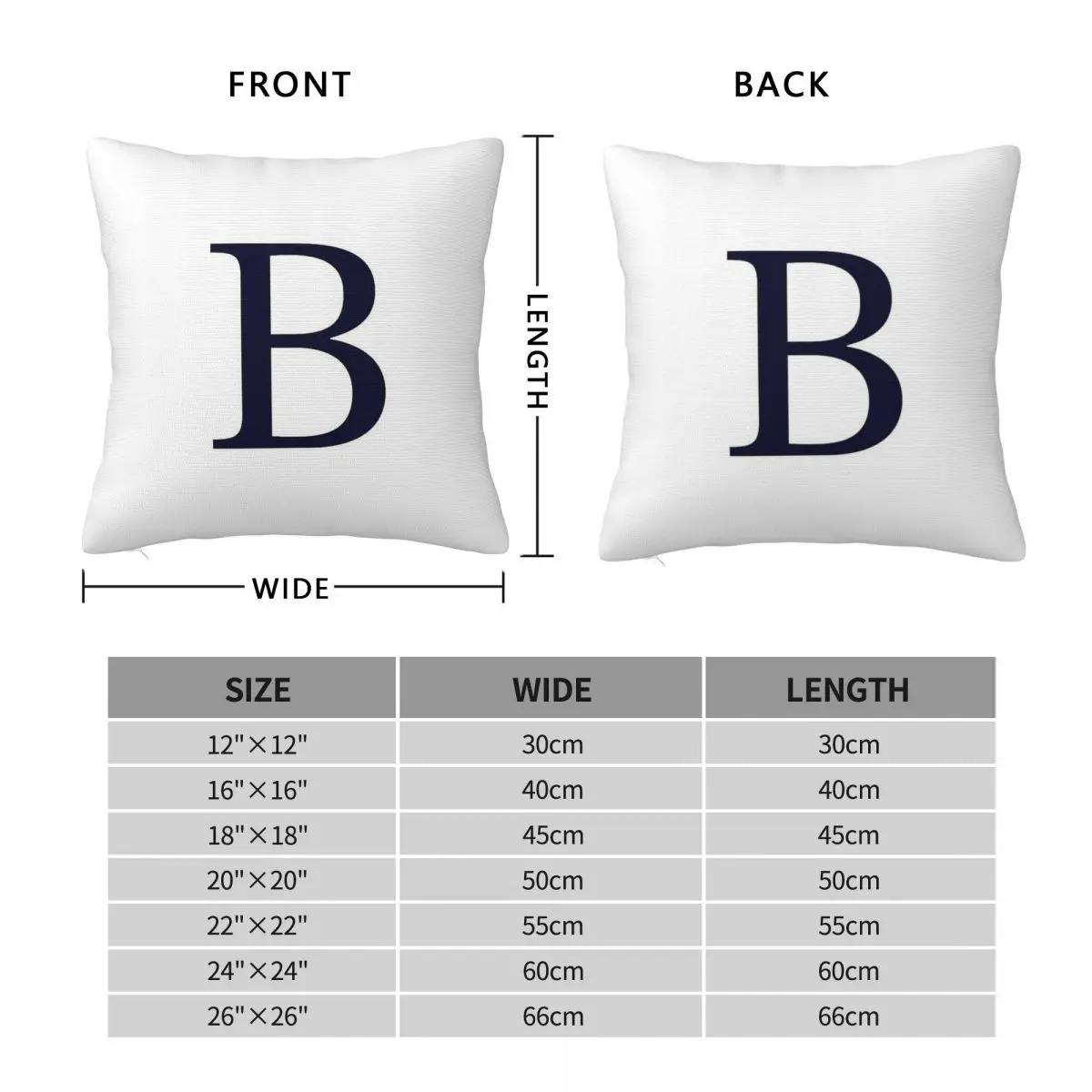 Navy Blue Monogram B Pillowcase Polyester Linen Velvet Printed Zip Decorative Pillow Case Sofa Cushion Cover Wholesale