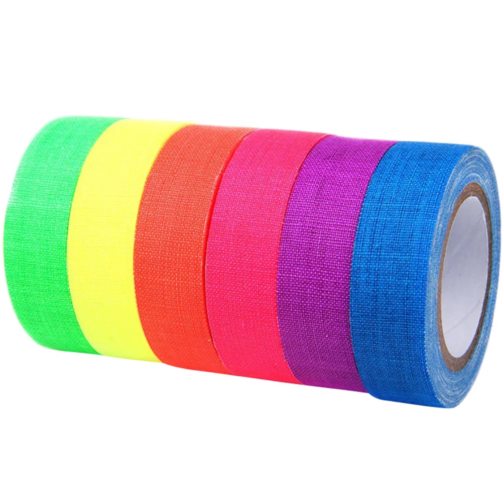 6 uds 15mm x 5m neón UV fluorescente decoraciones para fiestas de escaleras cinta para decoración cinta de neón accesorios de seguridad para escenario adhesivo