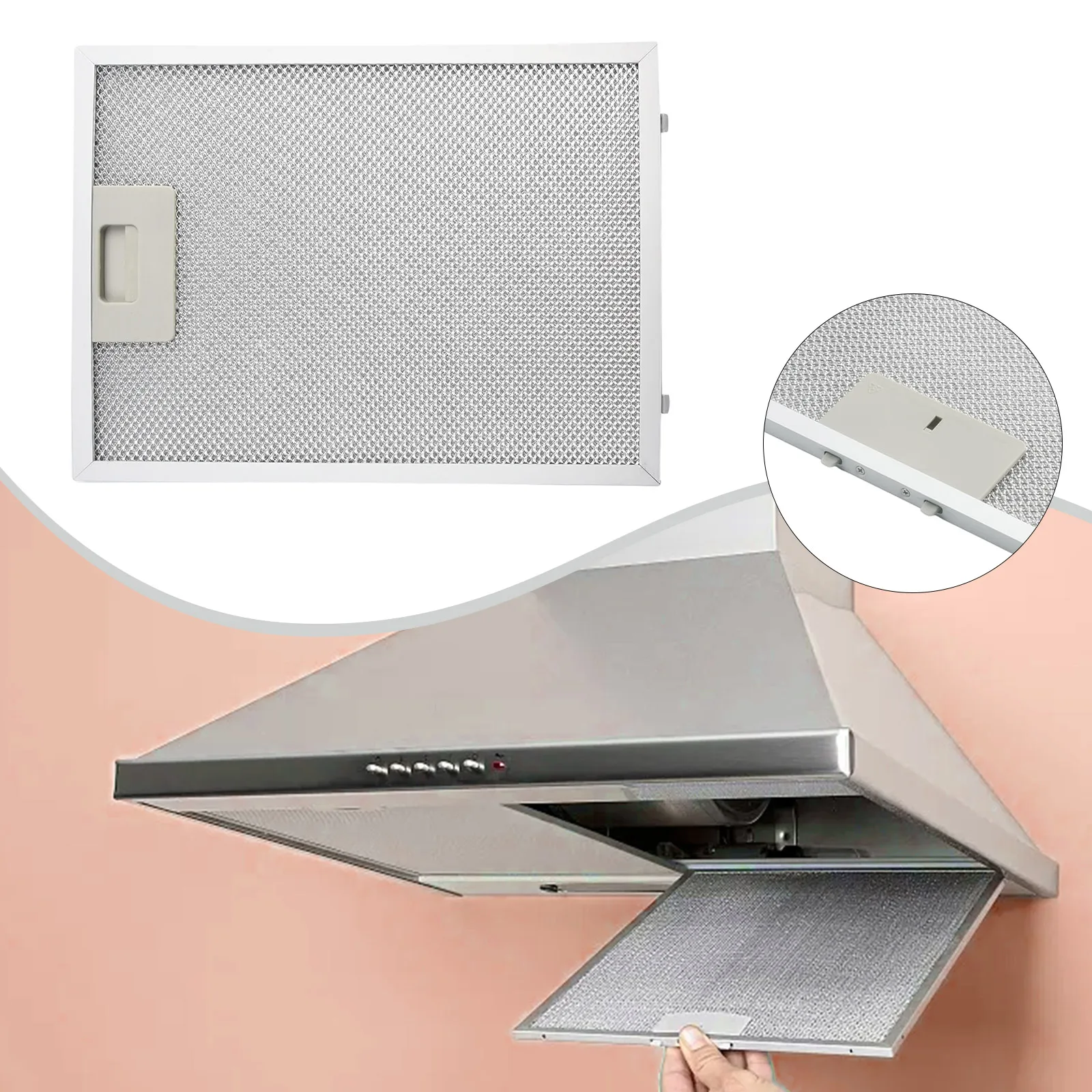 Silver Kitchen Cooker Hood Filters Metal Mesh Extractor Vent Filter 300 X 240 X 9mm Hoods Oil Filter Range Hood Grease Part