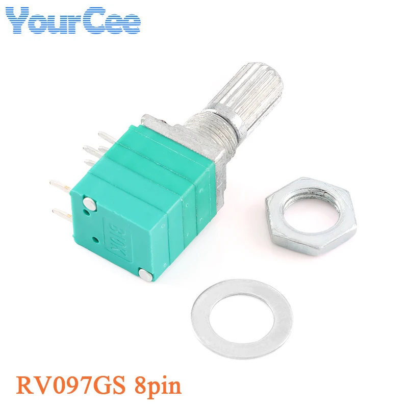 5pcs RV097GS RV097NS Dual Single Switch Switching Capacity Potential Rotary Potentiometer 5K 10K 20K 50K 100K 500K 15mm 5Pin 8P