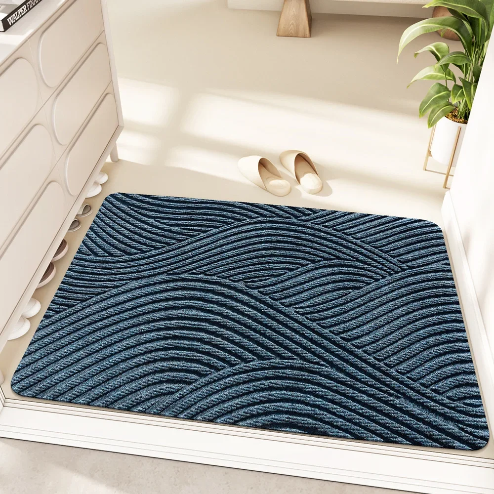 Modern Geometric Circle Pattern Door Mat - Brown Non-Slip Absorbent Indoor Rug for Home Entrance Bedroom Kitchen Decor Carpet