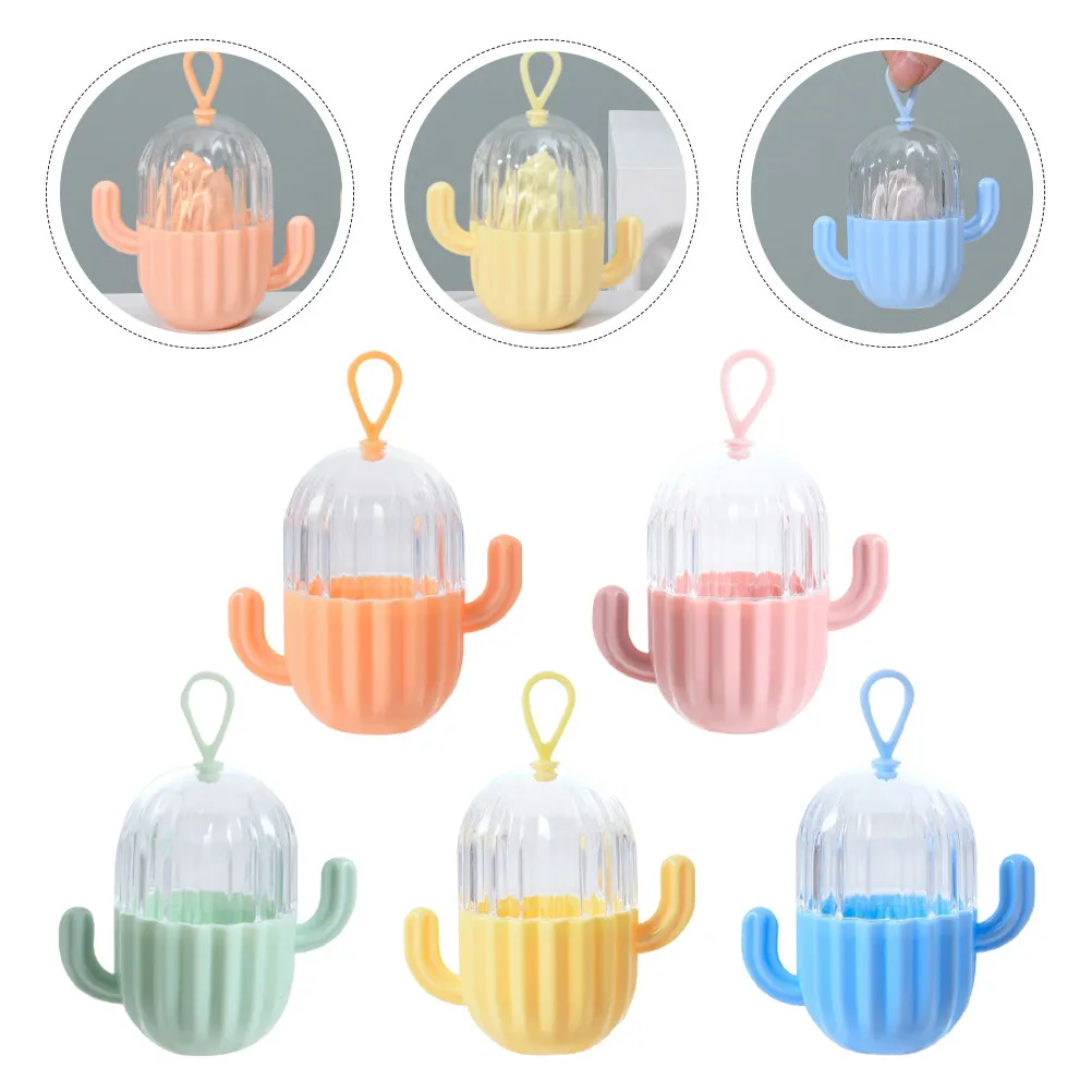 

Набор из 5 портативных органайзеров для спонжей для макияжа в форме кактуса, дорожный футляр для хранения спонжей