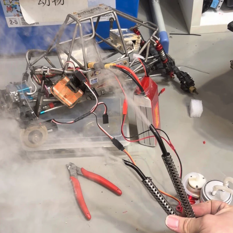 Model Car Smoke System Large-capacity Smoke Generator Simulated Metal Exhaust Pipe for 1/10 RC Crawler Car Traxxas 1/14 Truck