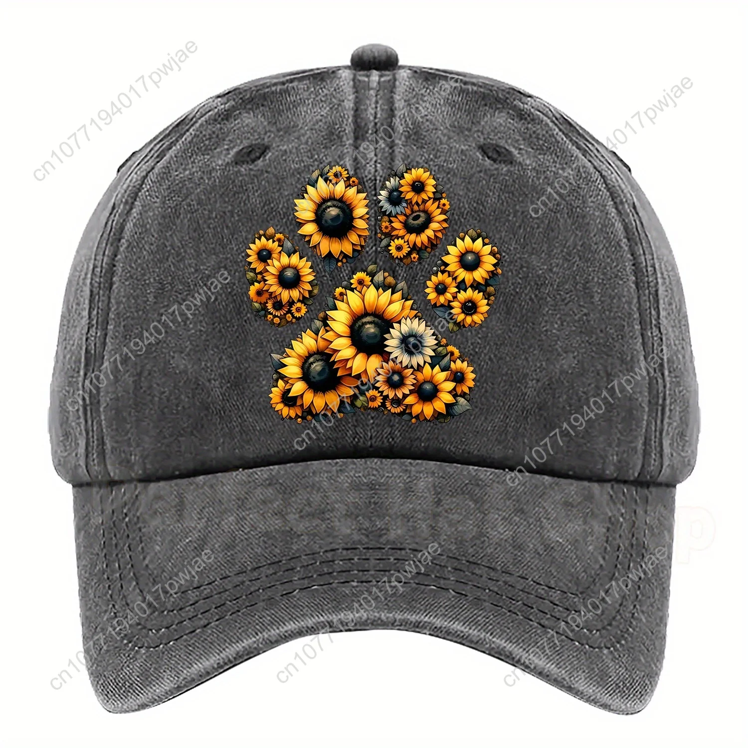หมวกเบสบอลลายดอกทานตะวันแบบปรับได้ - น้ำหนักเบา ซักด้วยเครื่องได้ ผ้าฝ้าย มีหลายสีให้เลือกสำหรับสวมใส่ลำลอง
