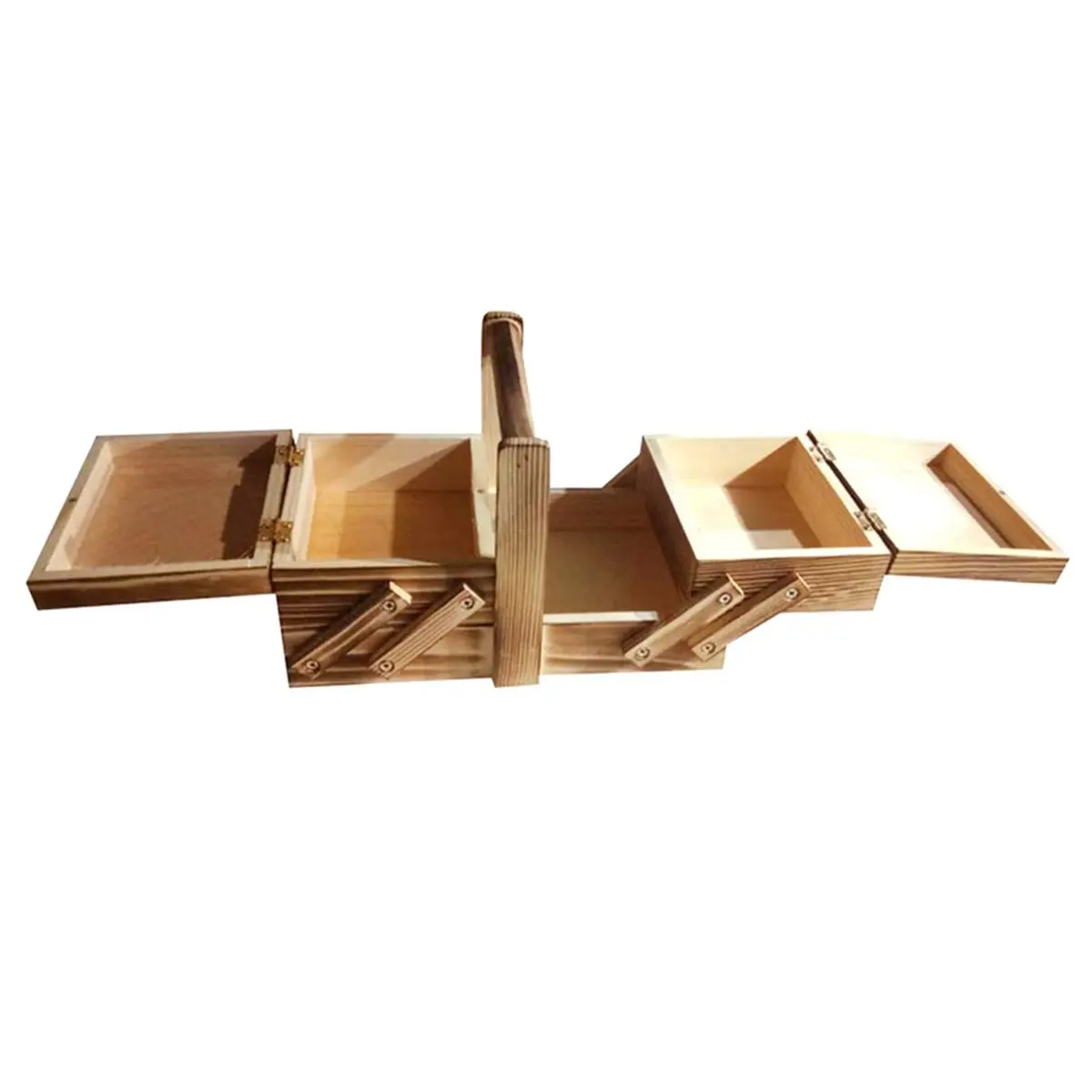 FTGT NEW Wooden Foldable Sewing Box Thread Scissors Sew Basket Jewelry Boxes for Storing Sewing Kits Jewelry Storage Box B