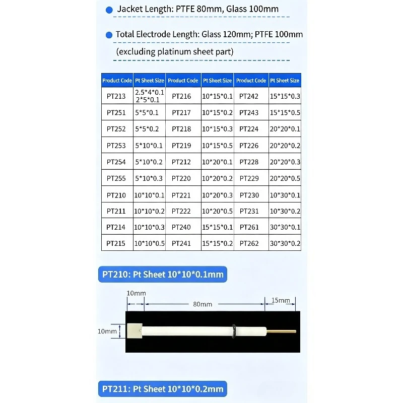 Platinum Sheet Electrode Platinum Counter Electrode Lab Electrochemical Test Accessory