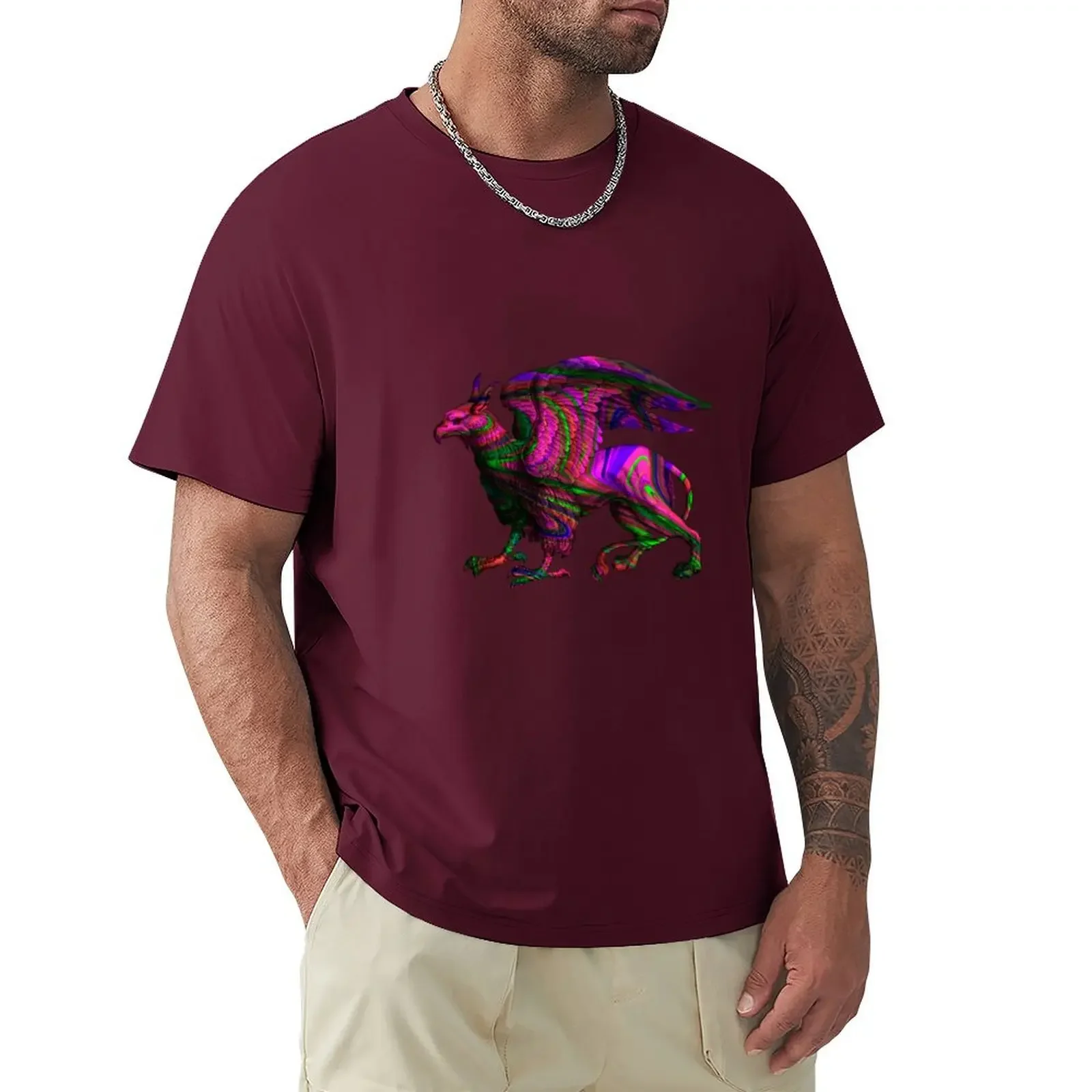 2024 spring and fall t shirt Colorful Abstract Griffin Infinity T-shirt customs  short sleeves pure cotton tops streetwear