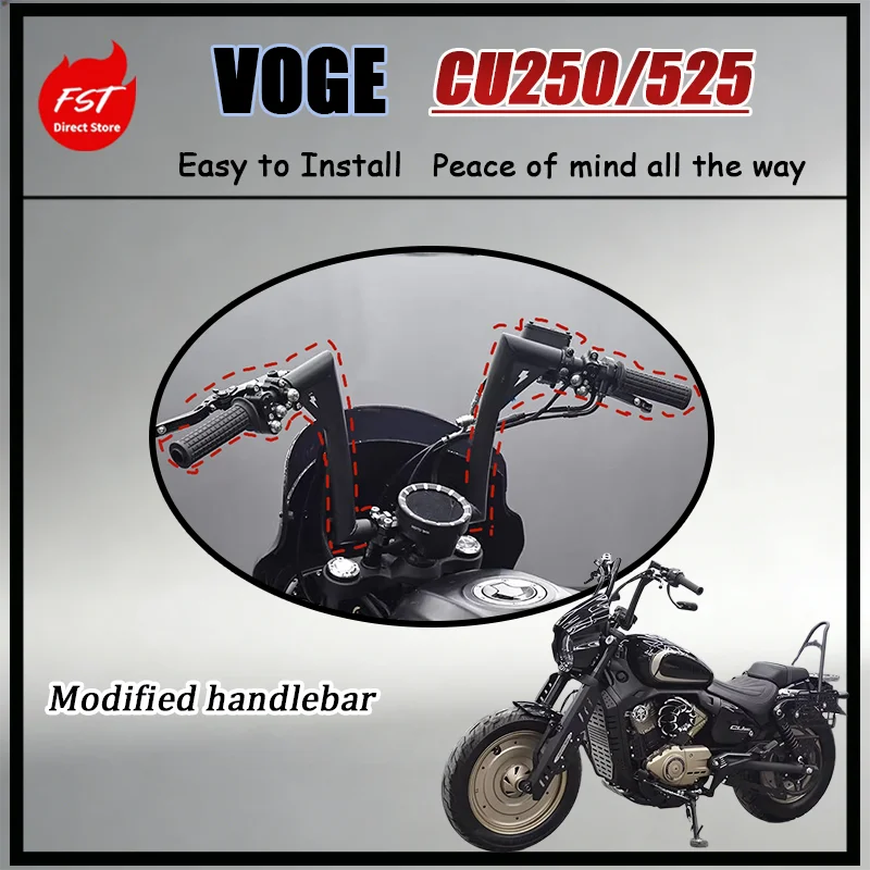 

For Custom Tall Handlebar for VOGE CU250/525 High Rise Ape Hanger Rear Inclined Durable Match Body Lines Motorcycle Accessories