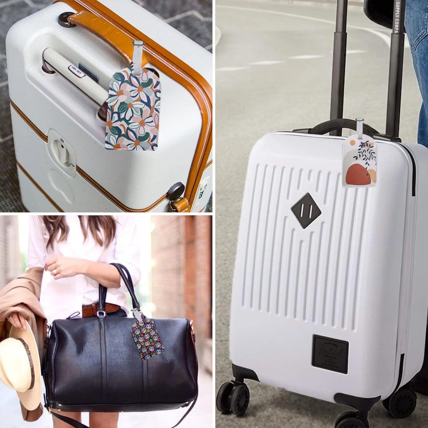 Bohemian Plants Retro Luggage Tags Personalized Suitcase Tag Airplane Travel Useful Accessories Privacy Cover Luggage Label