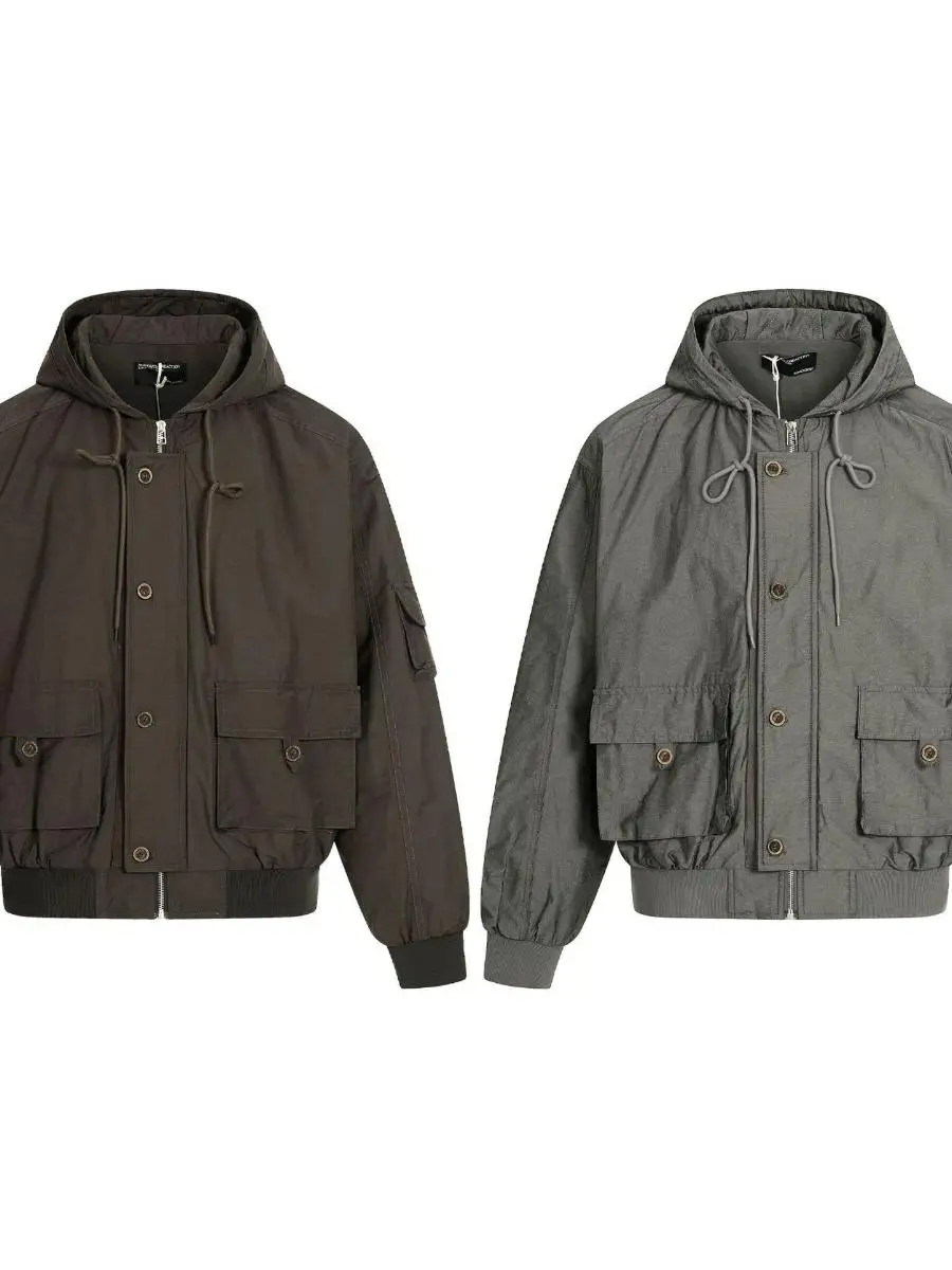 

American Retro Hooded Jaet ex Loose Casual Leisure Lenzing ort Wide Coat Top for Men And Women in Autumn