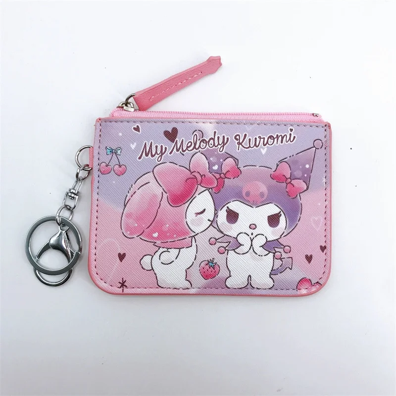 New Sanrio Kuromi My Melody Anime Coin Purse Cartoon Cinnamoroll Children Card Bag Cute Girls Pu Wallet Children Birthday Gifts image 4