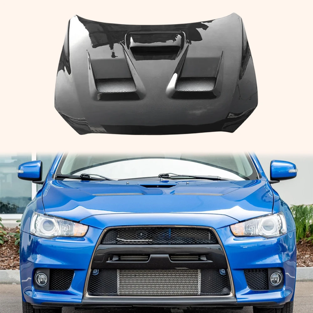 For X EVO 10 CZ4A 07-16 Carbon V4 Style Front Vented Cooling Hood view 4