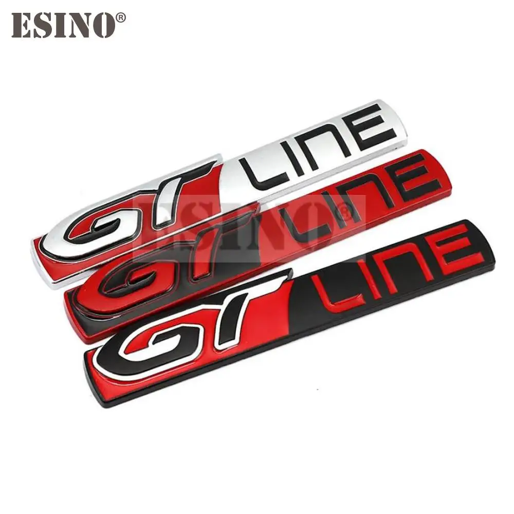 Car Styling GT Line 3D Metal Chrome Zinc Alloy Emblem Badge Body Fender Adhesive Emblem for Peugeot GT RCZ 308 508 3008 5008