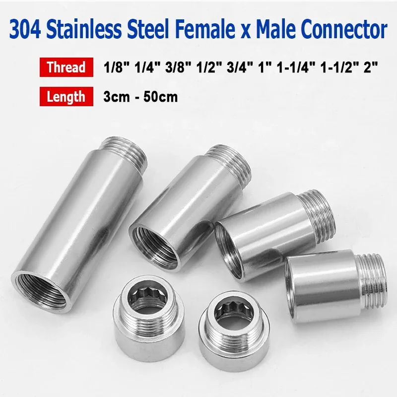 1 Pcs Thickened & Extended Brass Plated Male-Female Straight Connector Hexagon Extension Pipe Fitting 4-Point Adapter
