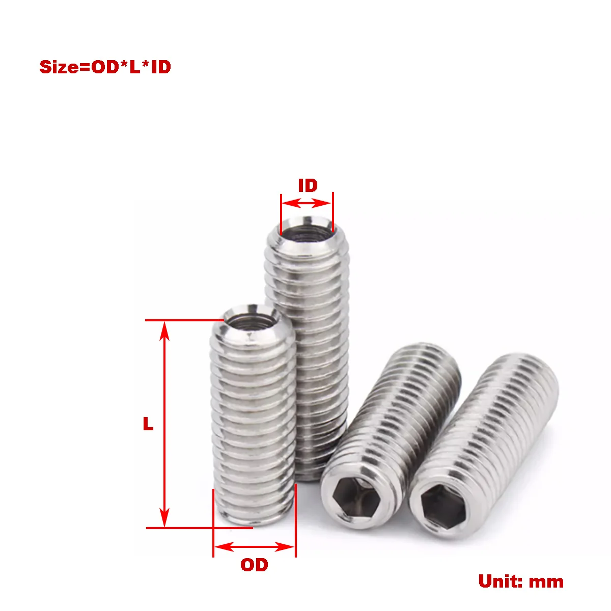 

304 Stainless Steel Hollow Set Screw/Hollow Through Hole Valve Core Machine Screw M6M8M10M12M16