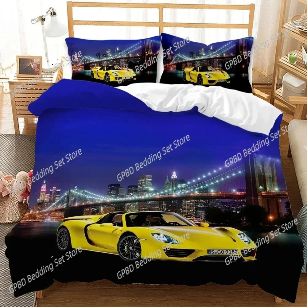 Race Car Comfortable Duvet Quilt Cover Pillowcase Bedding Set Children Bedroom Decoration Home Textile