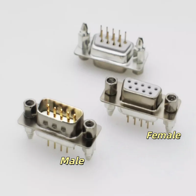 10Pcs/Lot Dp/Db9 Male Pin Female Socket with Rivet Fork Rs232 Screw Solder Plate Gold-Plated Connector Female / Male
