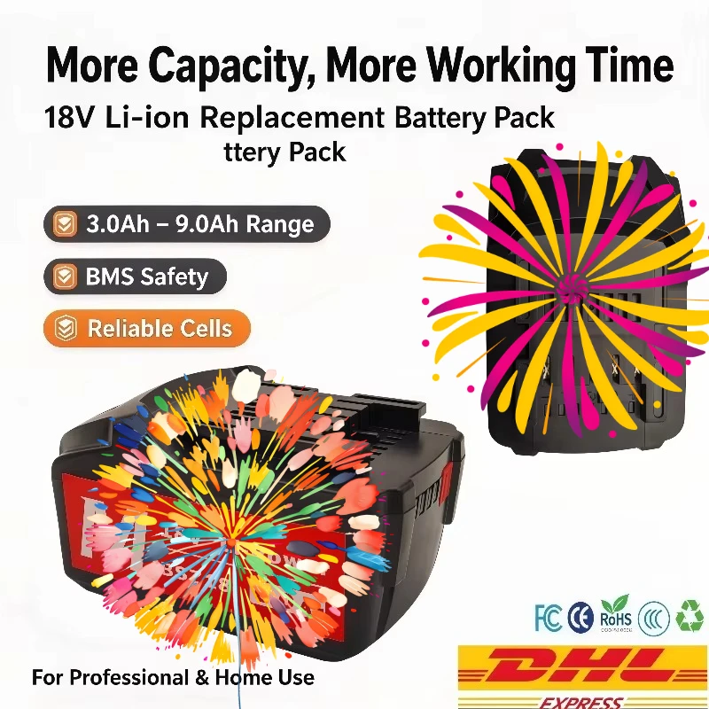 18V Cordless Tool Rechargeable Battery Pack 3.0Ah-9.0Ah Li-ion Backup Replacement Battery for 625592000 625591000