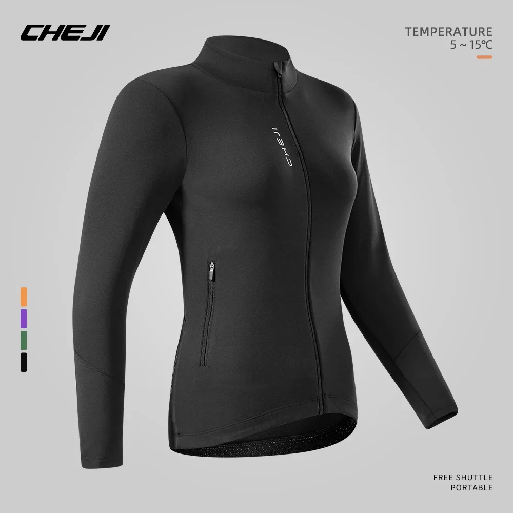 Cheji Langarm-Fleece-Radtrikot für Damen