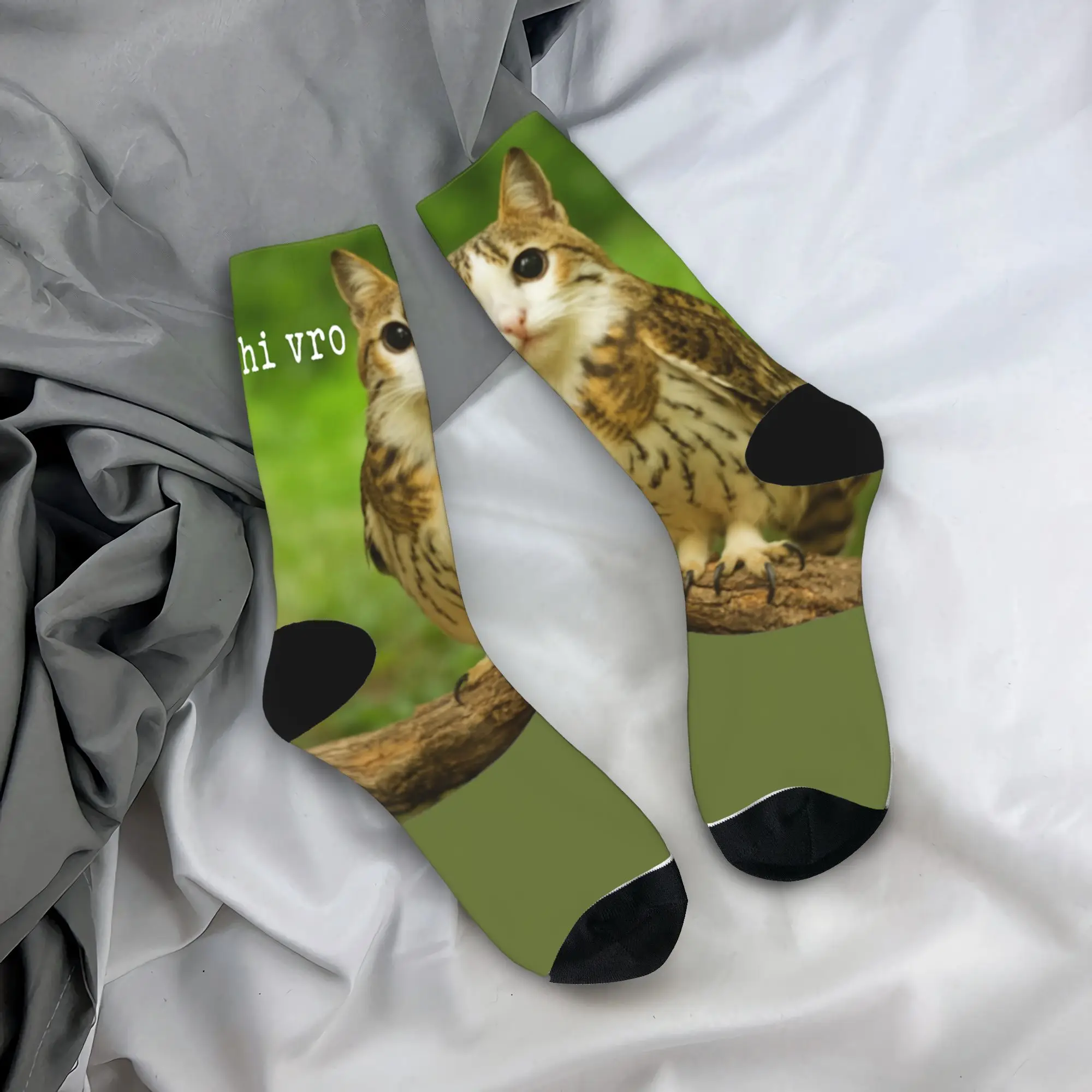 

Meowl Cat Owl Hi Vro Funny Internet Meme Socks Autumn Stockings Modern Unisex Men Breathable Socks Climbing Anti Slip Socks