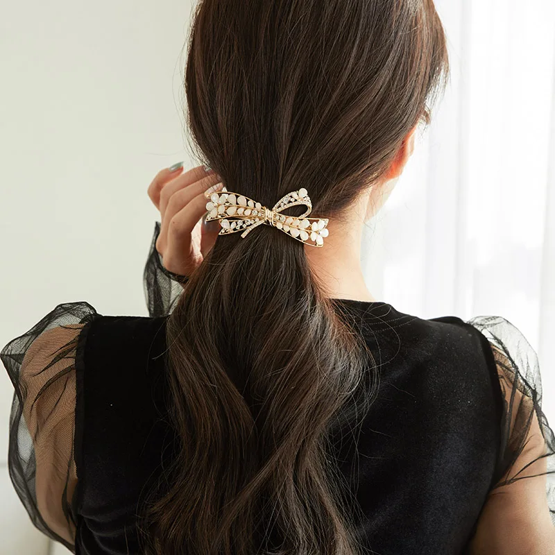 CHIMERA Trendy Hair Accessories Elegant Rhinestone Bow Hair Barrettes for Women Ponytail Headdress Jewelry Clips Hairgrip