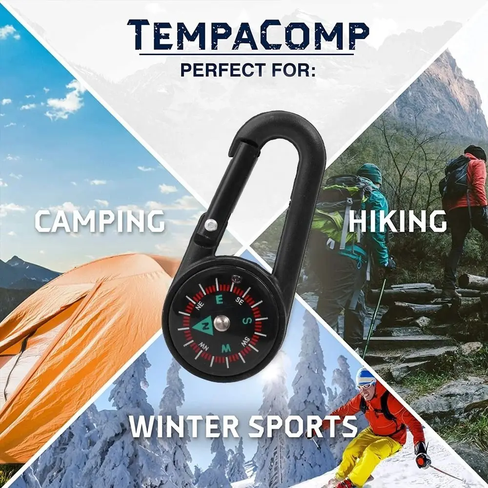 Multifuncional Snap Hook Buckle Compass, Camping Survival Kit, Caminhadas Mini Compass, Pequeno presente