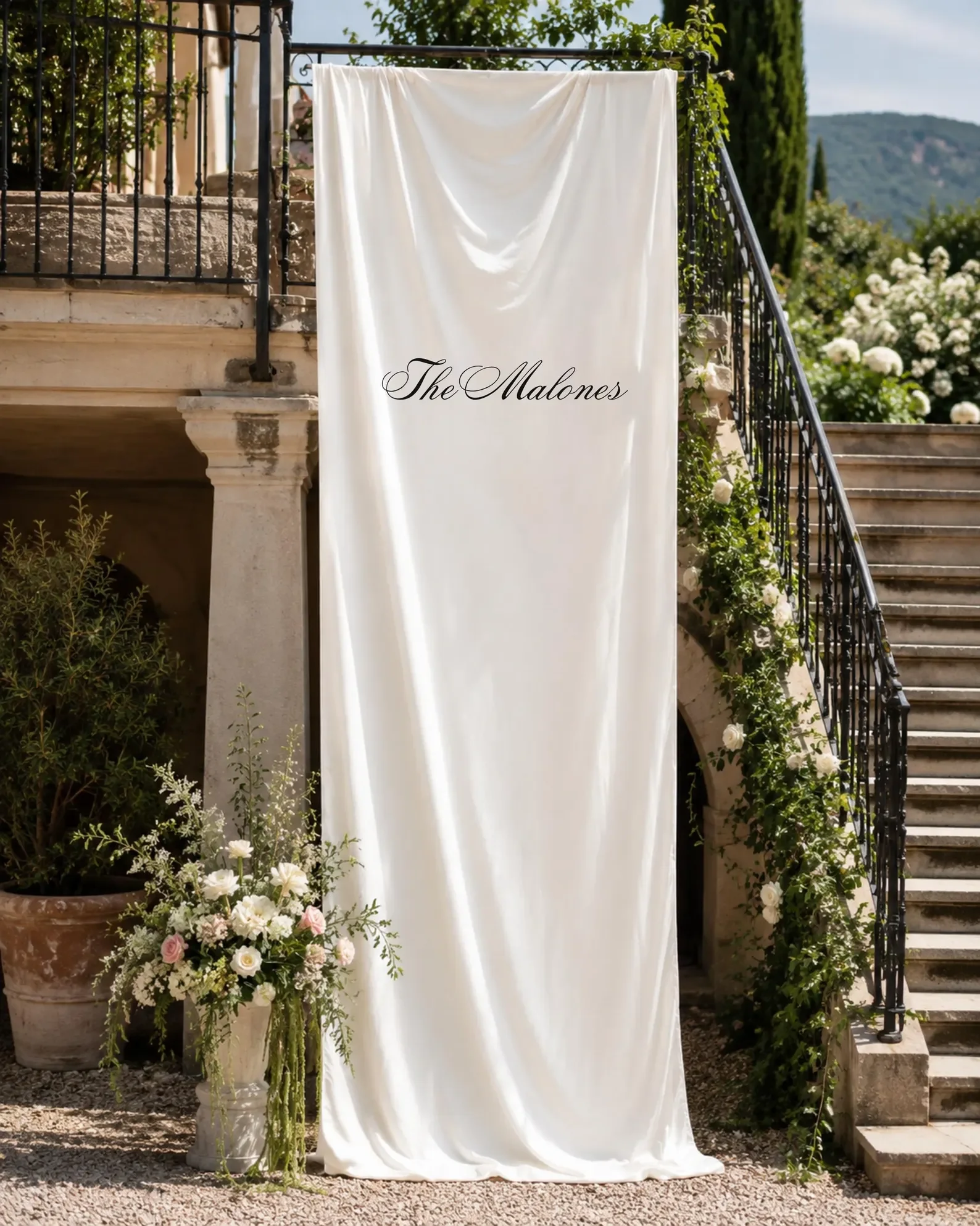 Personalized Linen Wedding Scroll Banner Custom Names Date Welcome Sign for Ceremony Entrance Reception Backdrop Decor