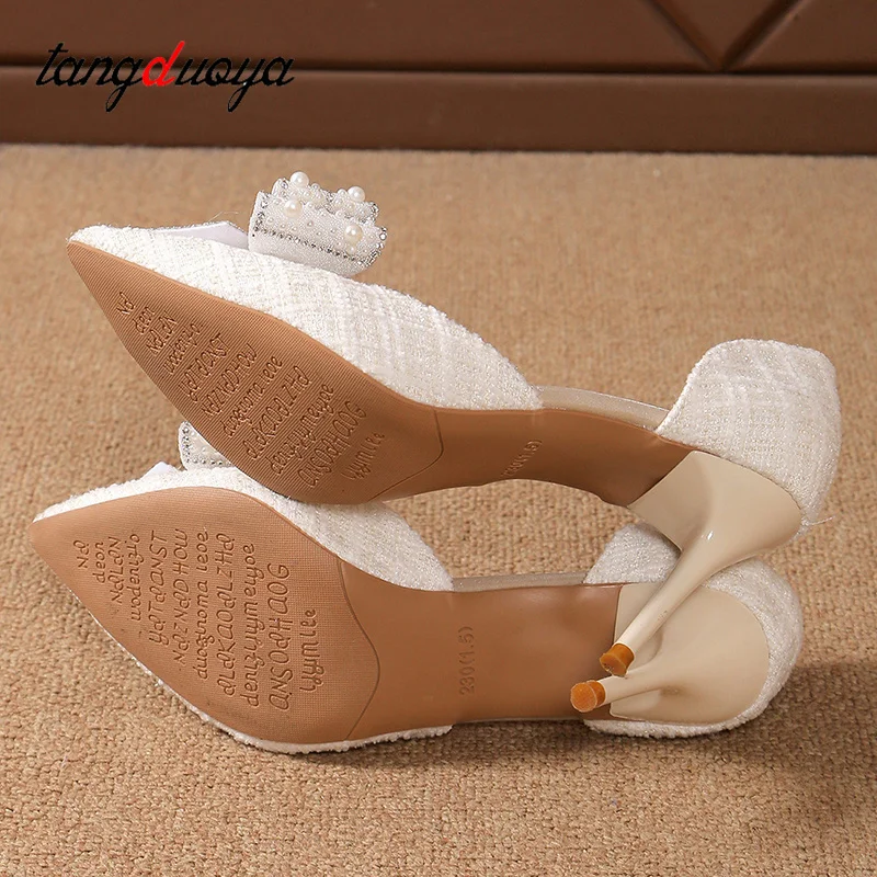 Luxury Women\'s Shoes Bow High Heels Stiletto Heels Wedding Shoes Pointed Head Side Empty Thin Shoes  Elegant Woman Single Shoes